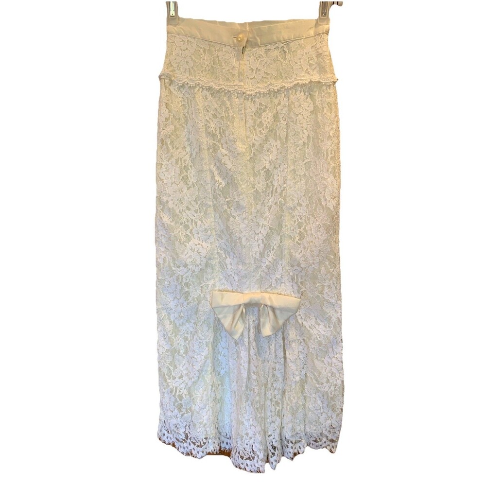 Vintage Gunne Sax 70’s Lace Satin Skirt Sz Small McClintock Cottagecore *Note